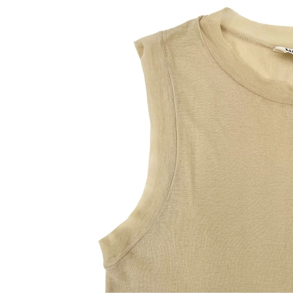 Auralee Super High Gauge Sheer Rib Tank Top - Beige Tan Layering Tank Top - Picture 3 of 9